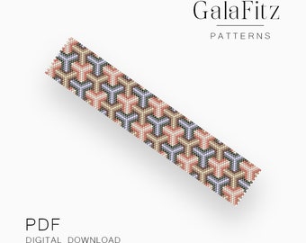 Geometric Peyote Bracelet Pattern, Soft Pastel Interlocking Motif - Even & Odd Count