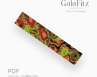Abstract Color Fusion Peyote Bracelet Pattern PDF, Organic Seed Bead Cuff - Even & Odd Count