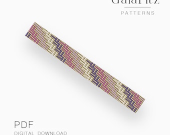 Pastel Geometric Loom Bracelet Pattern PDF, Pink Purple & Gold Modern Beading Tutorial