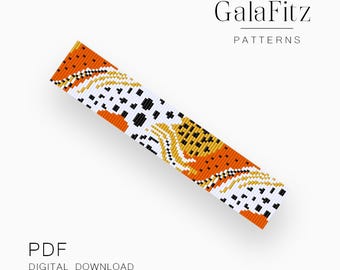 Patrón de pulsera de cuentas con telar de abstracción vibrante y salvaje