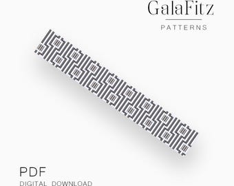 White Silver Gray Loom Bracelet Pattern PDF, Modern Geometric Beadwork Design, Minimalist DIY Jewelry Project