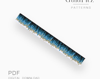 Abstract Blue Peyote Bracelet Pattern PDF, Modern Gradient Beading Design - Even & Odd Count