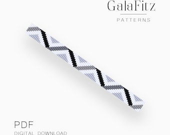 Beginner Friendly Zigzag Loom Bracelet Pattern, Minimalist Black Gray White Beadwork, Modern Geometric Beading