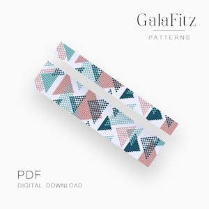 Abstract geometry bead loom pattern, Wide and narrow modern beaded bracelet making, DIY gift idea /BL0181/