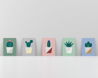 Artprint/Postcard "Set of 5 Cacti & Succulents"