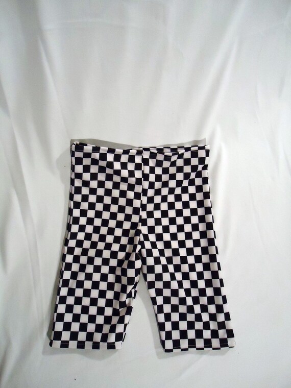 black and white checkered biker shorts