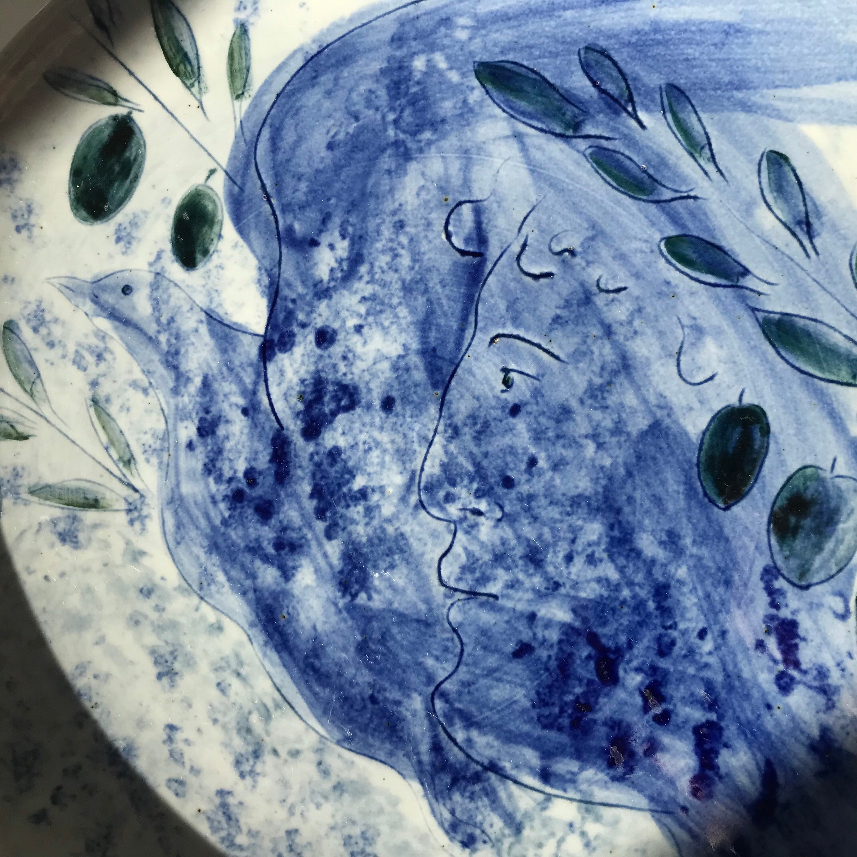 Henrik Allert Handpainted Ceramic Plate Man and Bird Pentik - Etsy