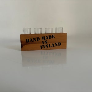 Arabia spektro glasses in wood box Heikki Orvola Arabia Finn Crystal