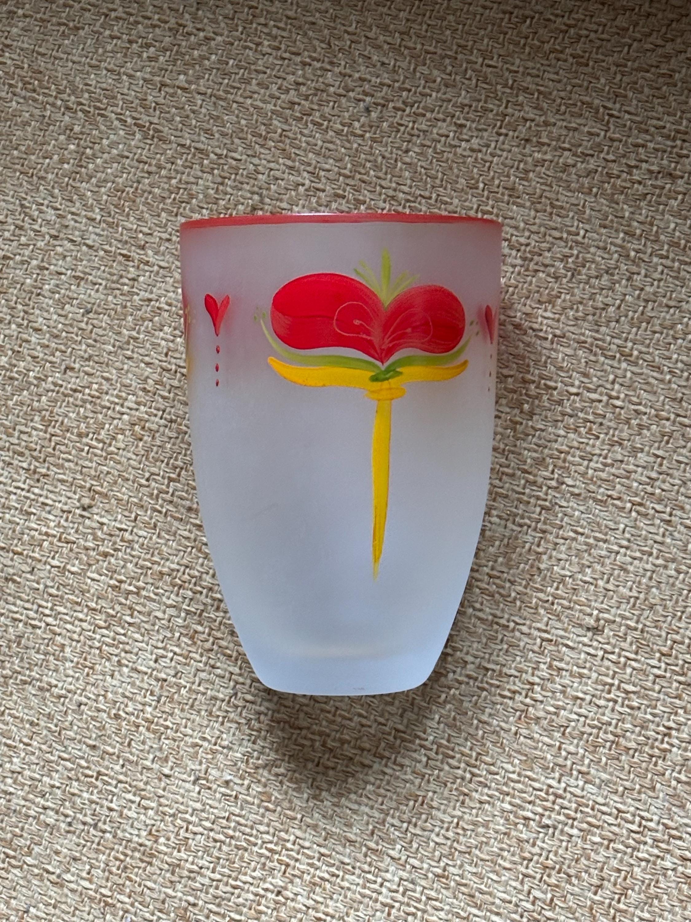 Swedish Handpainted Glass Vase Lena Engman Sea Glasbruk Kosta