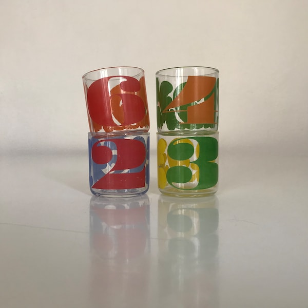 Ensemble de 4 verres à numéros de couleur Arabia wärtsilä