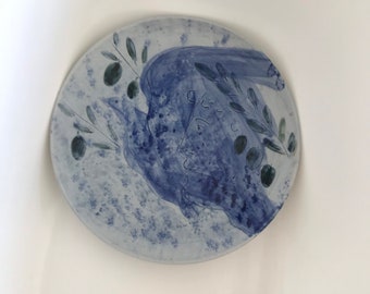 Henrik Allert handpainted ceramic plate man and bird pentik