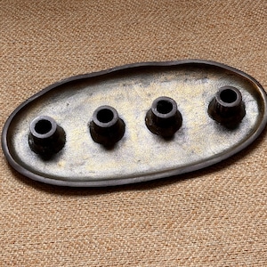 Brutalist brass candleholder