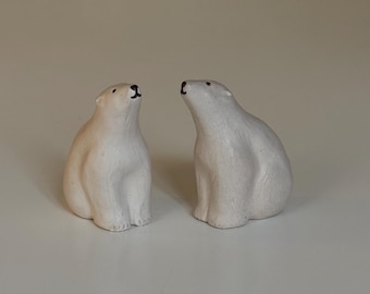 Ceramic polar bear set of II punainen paja