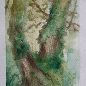 Hand Painted - Watercolour - Mossy Forest - 4x6