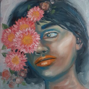Pintado a mano - Pintura al óleo - Recordando la primavera - 8x8