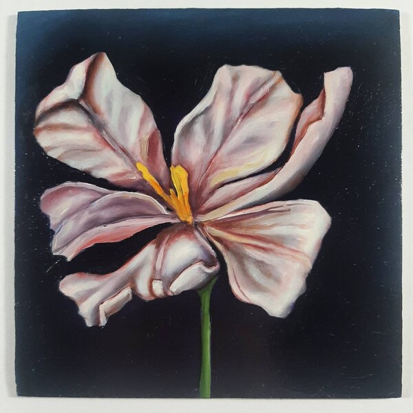 Peint à la main - Peinture à l'huile - Tulipe 2 - 6x6