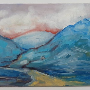 Hand Painted - Oil Painting - Cold Sunset - 4x6