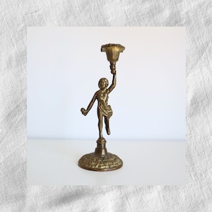 Vintage Brass Cherub Candle Holder, Vintage Decor, French Art Nouveau, Mid Century Decor, Vintage Home Accent, Housewarming Gift
