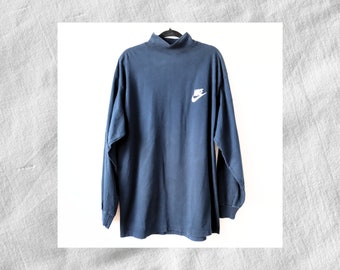 Vintage Nike Mockneck Longsleeve Black T Shirt Unisex XXL, Vintage Streetwear, Oversized Nike T Shirt, Retro Streetwear, Vintage Shirt