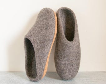 Men’s Wool Slippers | Cozy Merino House Shoes | Handmade Felt Slippers | Rubber Non-Slip or Leather Sole | Natural Warm Indoor Shoes