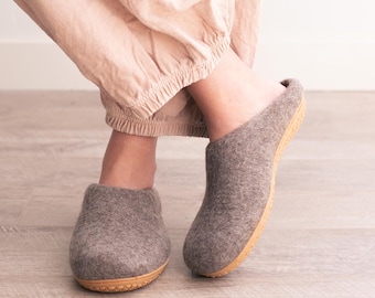Luxury Women’s Wool Slippers | Cozy Merino House Shoes | Handmade Felt Slipper | Rubber Non-Slip or Leather Sole | Natural Warm Indoor Shoes