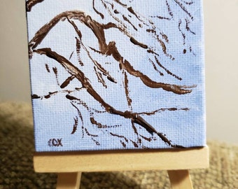 Miniature Gouache Painting with Easel After the Thunderstorm