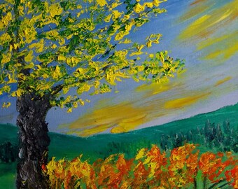 Sunset in Spring (Original Oil Painting)