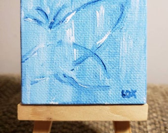 Light Butterfly (Miniature Acrylic Painting with Easel)