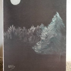 Pine in Moonlight  (Christmas Card Boxed Set of 10 Cards with Envelopes) (Peace and Blessings Wording) (Heavier Card Stock)