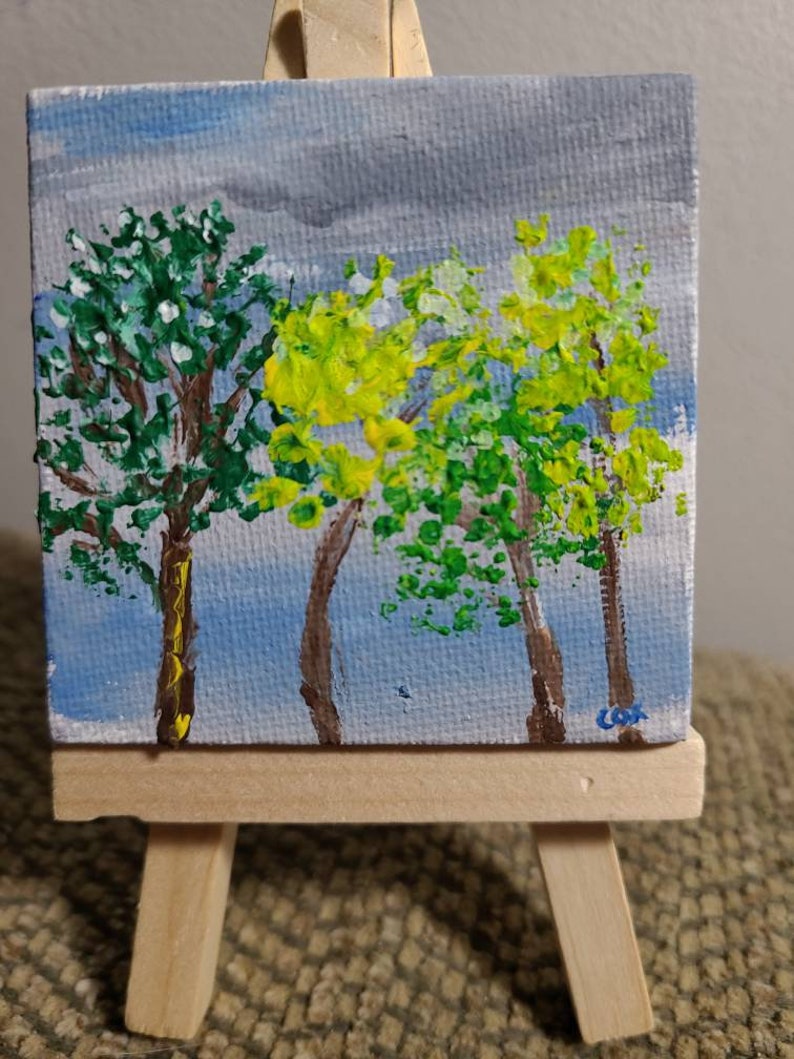 Miniature Gouache Painting with Easel After the Thunderstorm