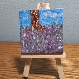 February Crocuses (Miniature Acrylic Painting with Easel)