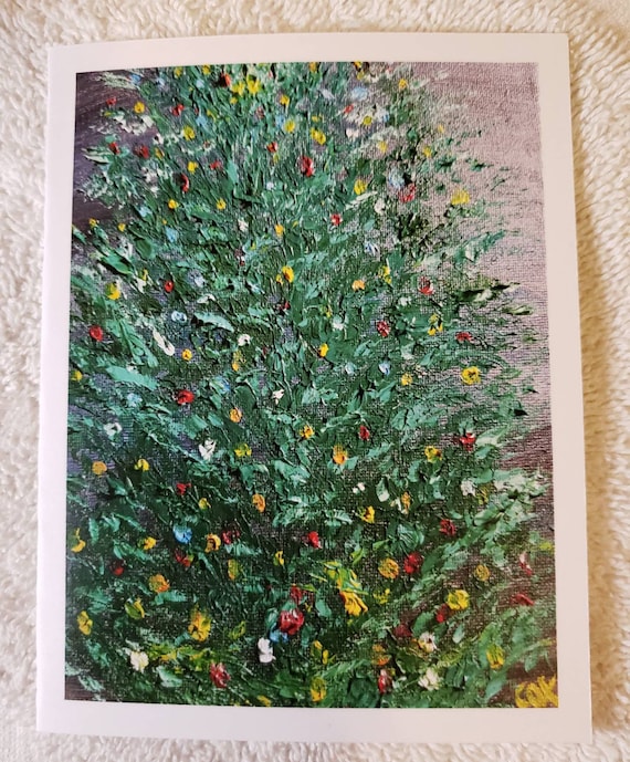 Christmas Tree on the Square (Boxed Set of 10 Christmas Cards with Envelopes) (Bright and Merry Christmas Wording) (Heavier Card Stock)