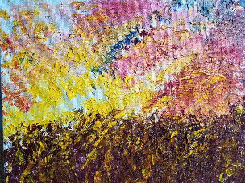 Sunset and Tall Grass original Oil Painting Etsy