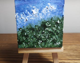 Stormy Landscape (Miniature Acrylic Painting with Easel)