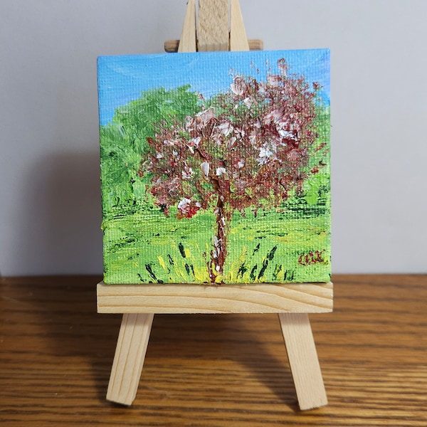 May Red (Miniature Acrylic Painting with Easel)