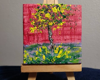 By the Brick Wall (Miniature Acrylic Painting with Easel)