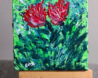 Meg's Tulips (Miniature Acrylic Painting with Easel)