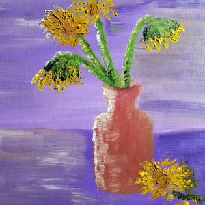 Five Sunflowers (Original Oil Painting)