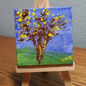 Late Fall Scene (Miniature Acrylic Painting with Easel)