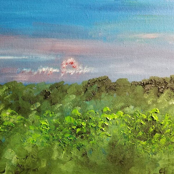 Sunset over Blue Ridge Mountains, VA (Original Oil Painting)