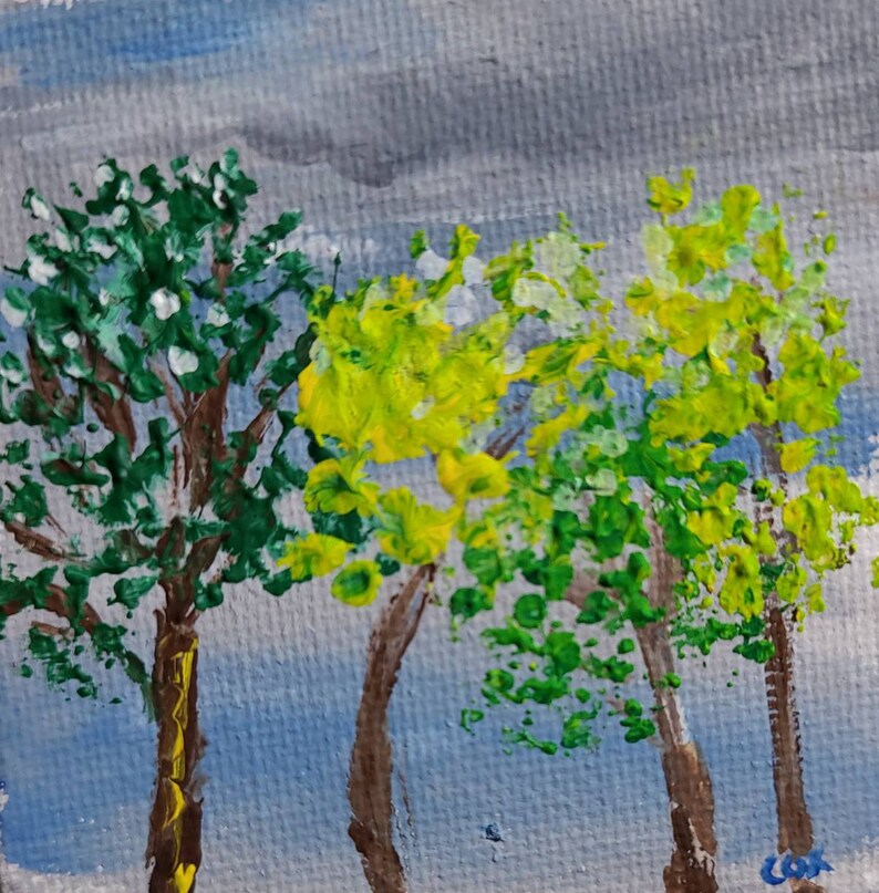 Miniature Gouache Painting with Easel After the Thunderstorm