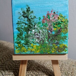Imposing Evergreen  (Miniature Acrylic Painting with Easel)