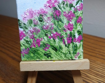 Sunlight in the Garden (Miniature Acrylic Painting with Easel)