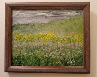 Vineyard in the Valley (Framed Original Oil Painting)
