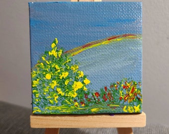 Summer Rainbow (Miniature Acrylic Painting with Easel)