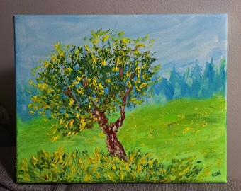 Lone Tree in a Field (Original Oil Painting)