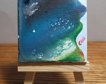 The Sea (Miniature Acrylic Painting with Easel)