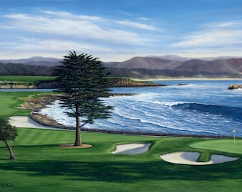 Pebble Beach #18 Giclée Print: US Open Golf Course Art