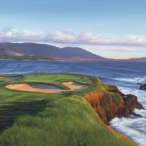 Midsummer Dream, Pebble Beach 7th Hole Oil Painting, Golf Course