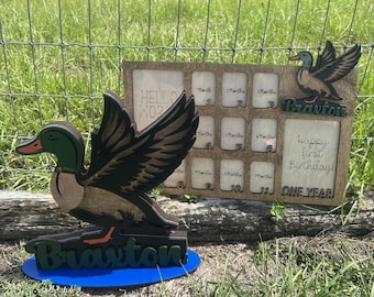 Baby's first year picture frame and matching letter bank